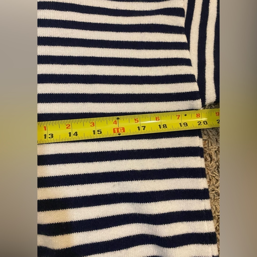 Women’s Tahari Striped Jersey Pullover Sweater, Navy Blue/White, XL - Picture 5 of 6